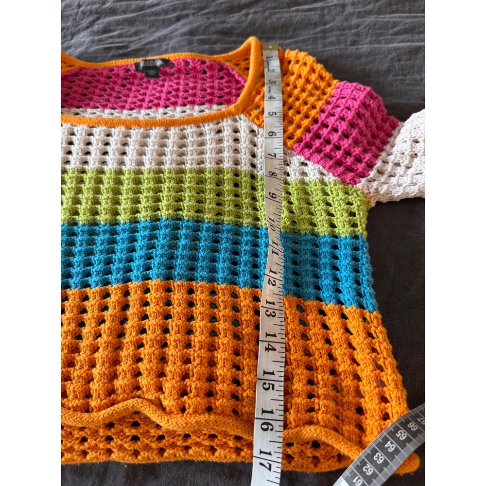 Wild Fable square Neck pointelle crochet pullover colorblock sweater Size XS - Picture 6 of 6